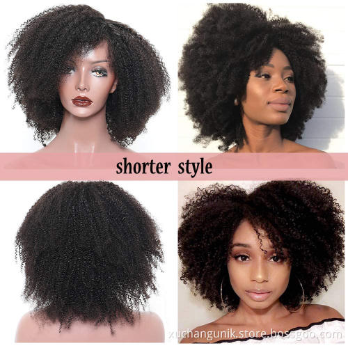 Uniky Hot Selling 8~36 inch 150% Density Human Hair wig Lace Front Indian Hair Natural Color Wigs with Kinky Curly Wave